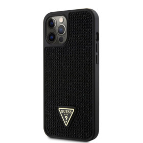 Guess Rhinestones Triangle Metal Logo Case for iPhone 12 Pro Max schwarz
