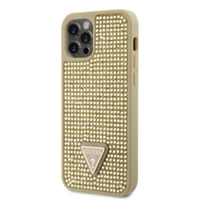 Guess Rhinestones Triangle Metal Logo Case for iPhone 12/12 Pro gold