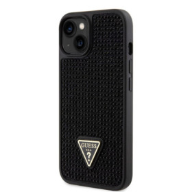 Guess Rhinestones Triangle Metal Logo Case for iPhone 14 black