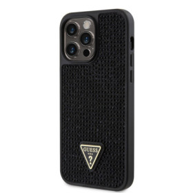 Guess Rhinestones Triangle Metal Logo Case for iPhone 14 Pro Max black