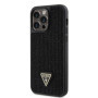 Guess Rhinestones Triangle Metal Logo Case for iPhone 14 Pro Max schwarz