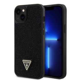 Guess Rhinestones Triangle Metal Logo Case for iPhone 15 Plus black