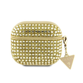 Guess Rhinestones Triangle Metal Logo Case for AirPods 3 gold