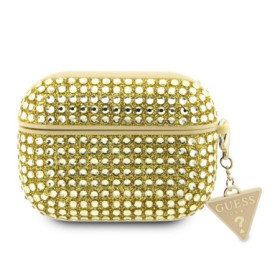 Guess Rhinestones Triangle Metal Logo Pouzdro pro AirPods Pro zlatá