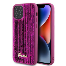 Guess Sequin Script Logo Case for iPhone 12/12 Pro Magenta