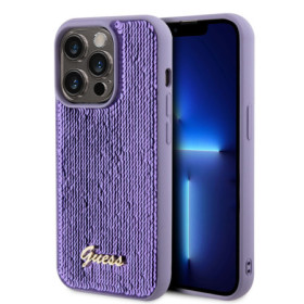 Guess Sequin Script Logo Case for iPhone 14 Pro violet