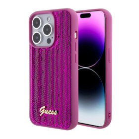 Guess Sequin Script Logo pouzdro pro iPhone 15 Magenta