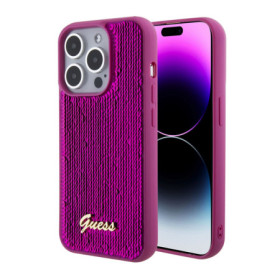 Guess Sequin Script Logo Case for iPhone 15 Pro Max Magenta