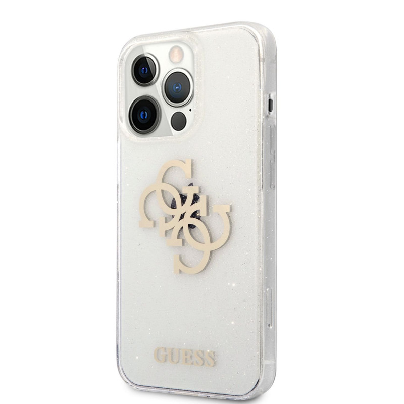 Guess TPU Big 4G Full Glitter puzdro pre iPhone 13 Pro transparentná