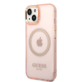 Guess Translucent MagSafe Compatible Case for iPhone 14 Plus pink