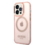 Guess Translucent MagSafe Compatible Case for iPhone 14 Pro pink