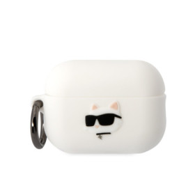 Karl Lagerfeld 3D Logo NFT Choupette Head Silikonové Pouzdro pro Airpods Pro 2 bílá