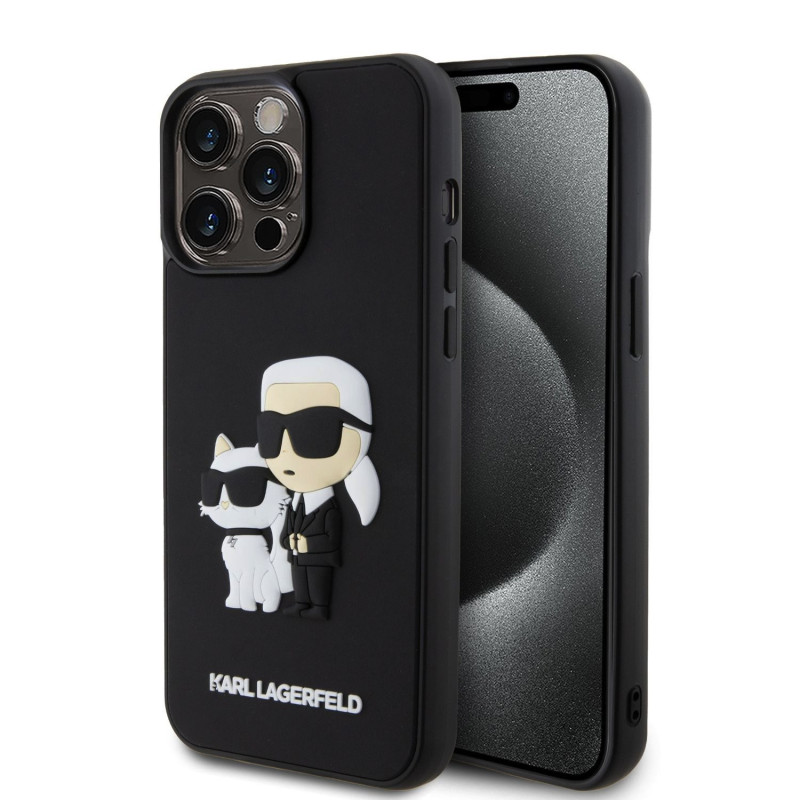 Karl Lagerfeld 3D Rubber Karl and Choupette pouzdro pro iPhone 14 Pro Max černá