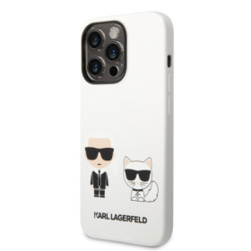 Karl Lagerfeld and Choupette Liquid Silicone Case for iPhone 14 Pro weiss