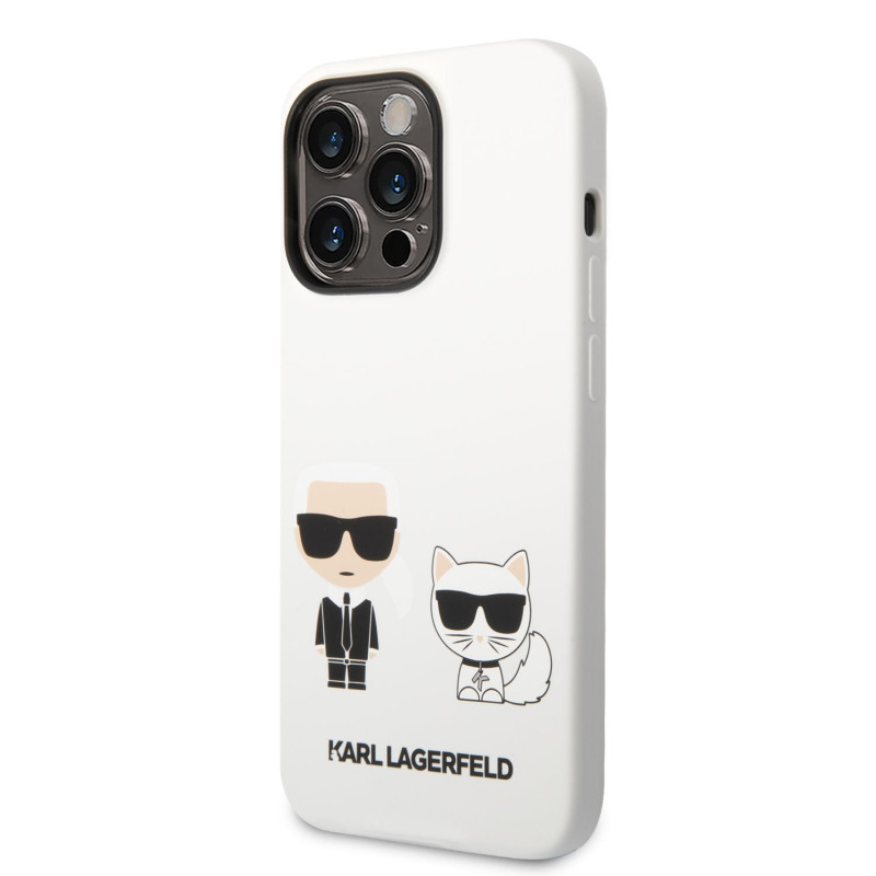 Karl Lagerfeld and Choupette Liquid Silicone Case for iPhone 14 Pro white