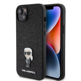 Karl Lagerfeld Fixed Glitter Metal Ikonik Case for iPhone 15 Plus black