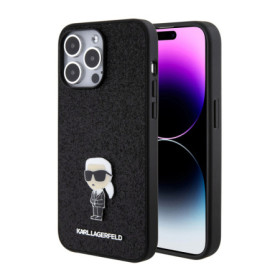 Karl Lagerfeld Fixed Glitter Metal Ikonik Case for iPhone 15 Pro Max fekete