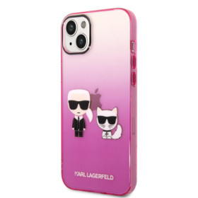 Karl Lagerfeld Gradient Karl and Choupette pouzdro pro iPhone 14 Plus růžová