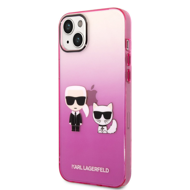 Karl Lagerfeld Gradient Karl and Choupette pouzdro pro iPhone 14 Plus růžová