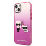 Karl Lagerfeld Gradient Karl and Choupette Case for iPhone 14 Plus pink