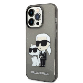 Karl Lagerfeld IML Glitter Karl and Choupette NFT pouzdro pro iPhone 14 Pro Max černá