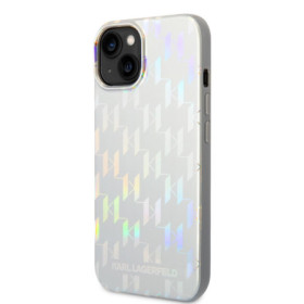 Karl Lagerfeld Iridescent Monogram Case for iPhone 14 Plus silber
