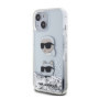 Karl Lagerfeld Liquid Glitter Karl and Choupette Head Case for iPhone 15 silber