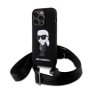 Karl Lagerfeld Liquid Silicone Crossbody Ikonik Case for iPhone 15 Pro Max schwarz