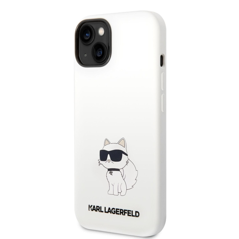Karl Lagerfeld Liquid Silicone Choupette NFT pouzdro pro iPhone 14 Plus bílá