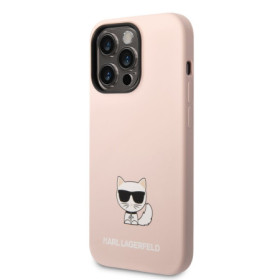 Karl Lagerfeld Liquid Silicone Choupette pouzdro pro iPhone 14 Pro růžová