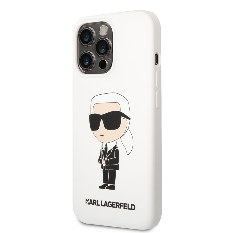 Karl Lagerfeld Liquid Silicone Ikonik NFT pouzdro pro iPhone 13 Pro bílá