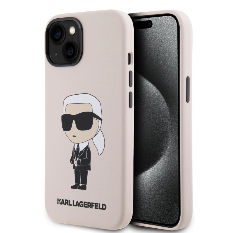 Karl Lagerfeld Liquid Silicone Ikonik NFT Case for iPhone 15 pink