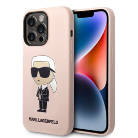 Karl Lagerfeld Liquid Silicone Ikonik NFT Case for iPhone 15 Pro Max pink