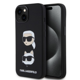 Karl Lagerfeld Liquid Silicone Karl and Choupette Heads pouzdro pro iPhone 15 černá