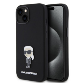Karl Lagerfeld Liquid Silicone Metal Ikonik pouzdro pro iPhone 15 černá