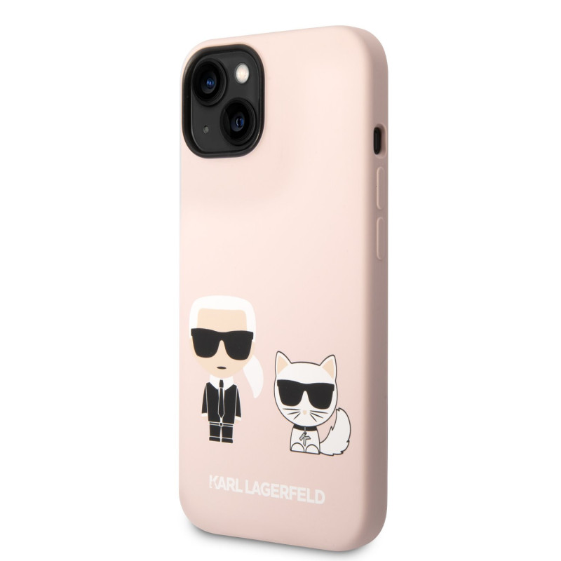 Karl Lagerfeld MagSafe Kompatibilní pouzdro Liquid Silicone Karl and Choupette pro iPhone 14 Plus růžová