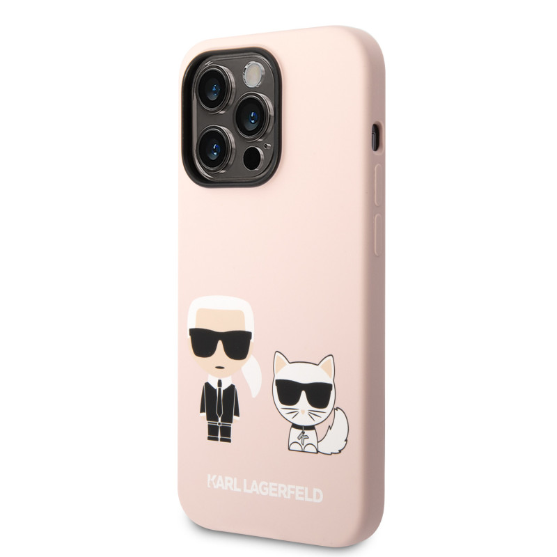 Karl Lagerfeld MagSafe Kompatibilní pouzdro Liquid Silicone Karl and Choupette pro iPhone 14 Pro Max růžová