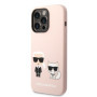 Karl Lagerfeld MagSafe Compatible Case Liquid Silicone Karl and Choupette for iPhone 14 Pro Max pink