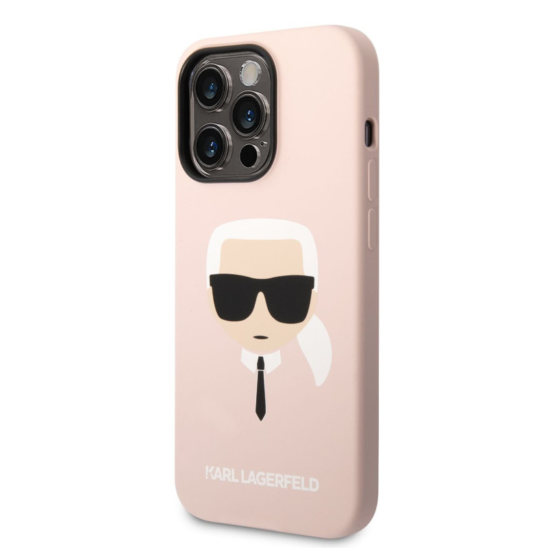 Karl Lagerfeld MagSafe Kompatibilní pouzdro Liquid Silicone Karl Head pro iPhone 14 Pro Max růžová