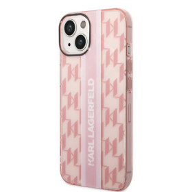 Karl Lagerfeld Monogram Vertical Stripe pouzdro pro iPhone 14 Plus růžová