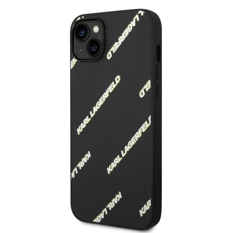 Karl Lagerfeld PU Grained Leather Logomania pouzdro pro iPhone 14 Plus černá