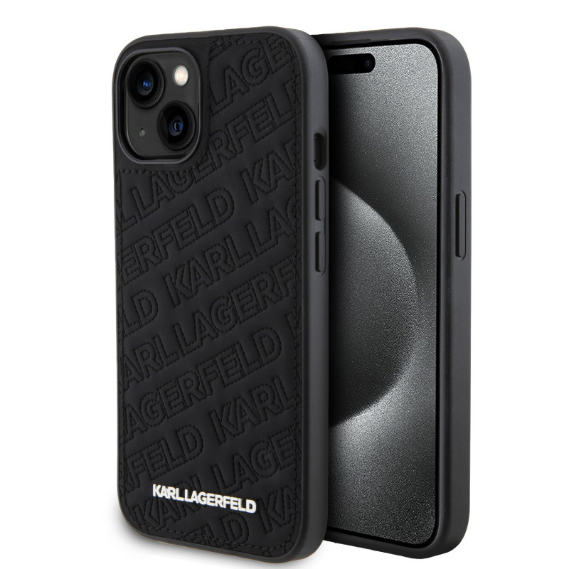 Karl Lagerfeld PU Quilted Pattern pouzdro pro iPhone 15 černá
