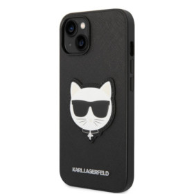 Karl Lagerfeld PU Saffiano Choupette Head pouzdro pro iPhone 14 Plus černá