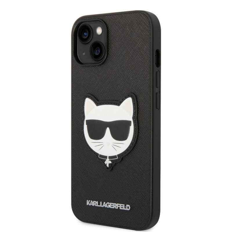 Karl Lagerfeld PU Saffiano Choupette Head Case for iPhone 14 Plus fekete