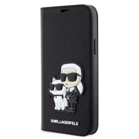 Karl Lagerfeld PU Saffiano Karl and Choupette NFT Book Case for iPhone 12/12 Pro schwarz