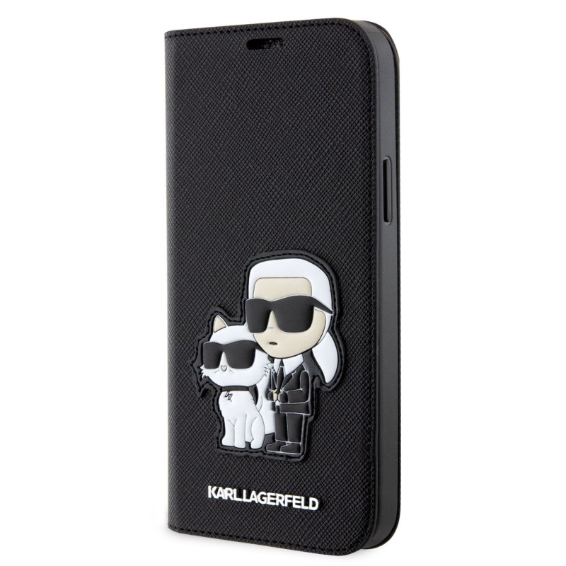 Karl Lagerfeld PU Saffiano Karl and Choupette NFT Book Case for iPhone 12/12 Pro black