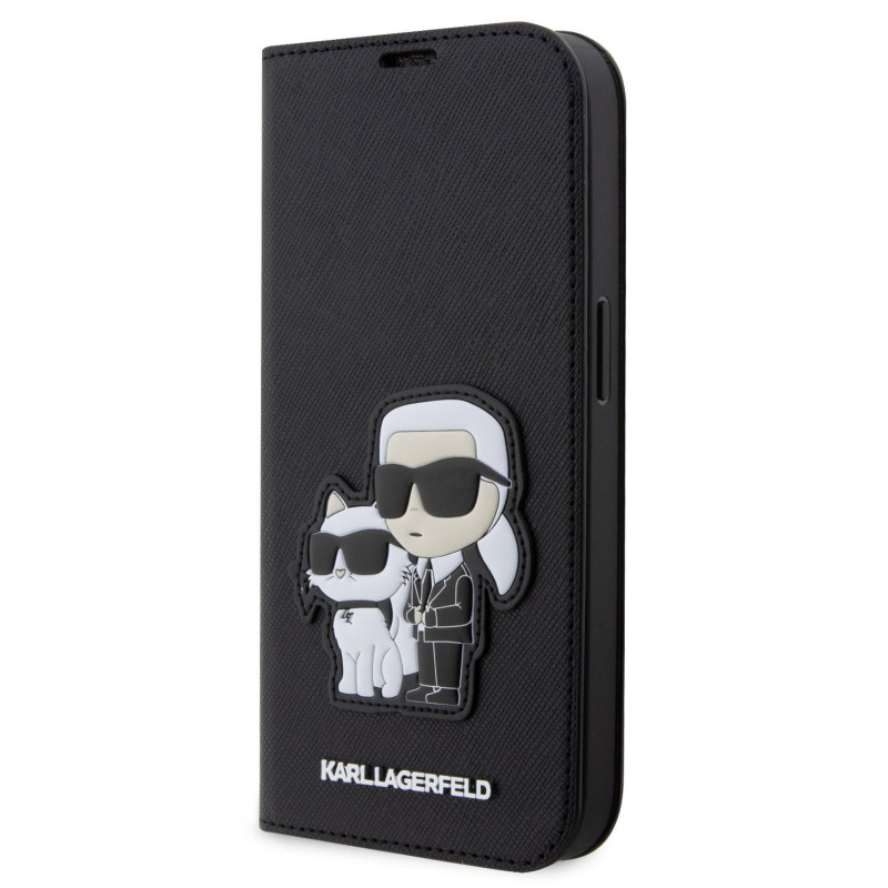 Karl Lagerfeld PU Saffiano Karl and Choupette NFT Book Pouzdro pro iPhone 13 Pro černá