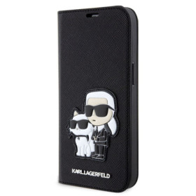 Karl Lagerfeld PU Saffiano Karl and Choupette NFT Book Case for iPhone 14 black