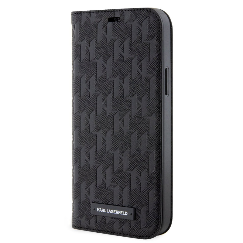 Karl Lagerfeld PU Saffiano Monogram Book Case for iPhone 12/12 Pro fekete