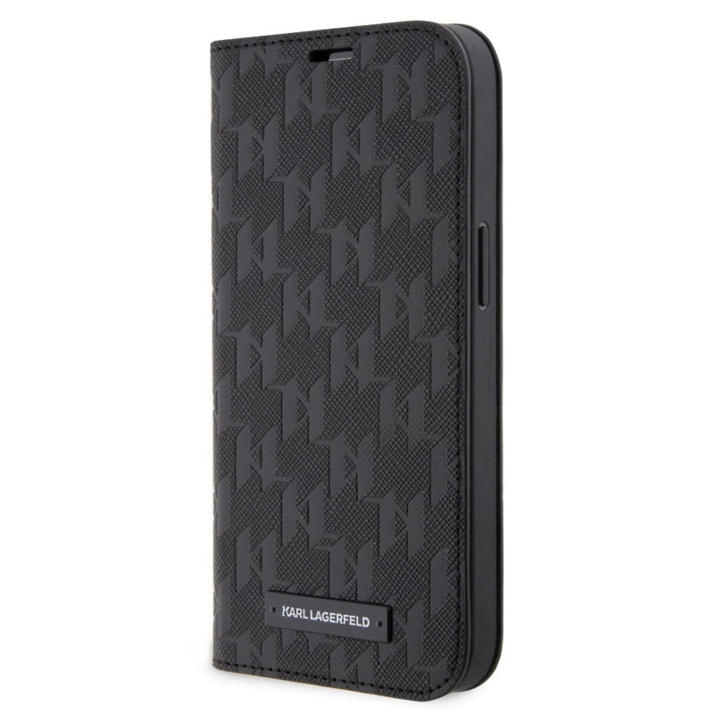 Karl Lagerfeld PU Saffiano Monogram Book Pouzdro pro iPhone 13 černá